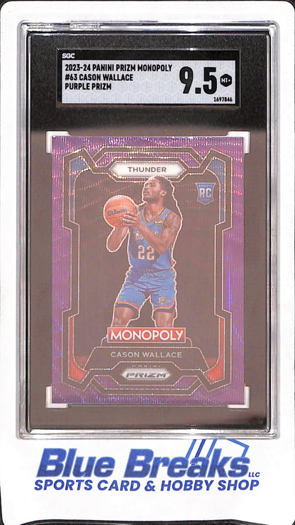 2023-24 Panini Prizm Monopoly - Cason Wallace - Purple Prizm - RC - Oklahoma City Thunder - Baskeball - SGC 9.5 - #63