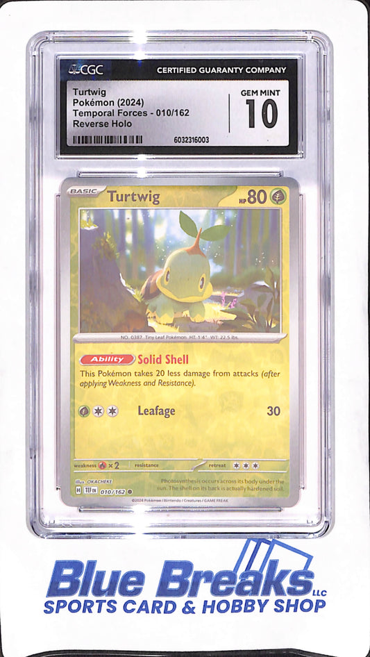 2024 Pokemon - Turtwig - Temporal Forces - Reverse Holo - CGC Gem Mint 10 - #010/162