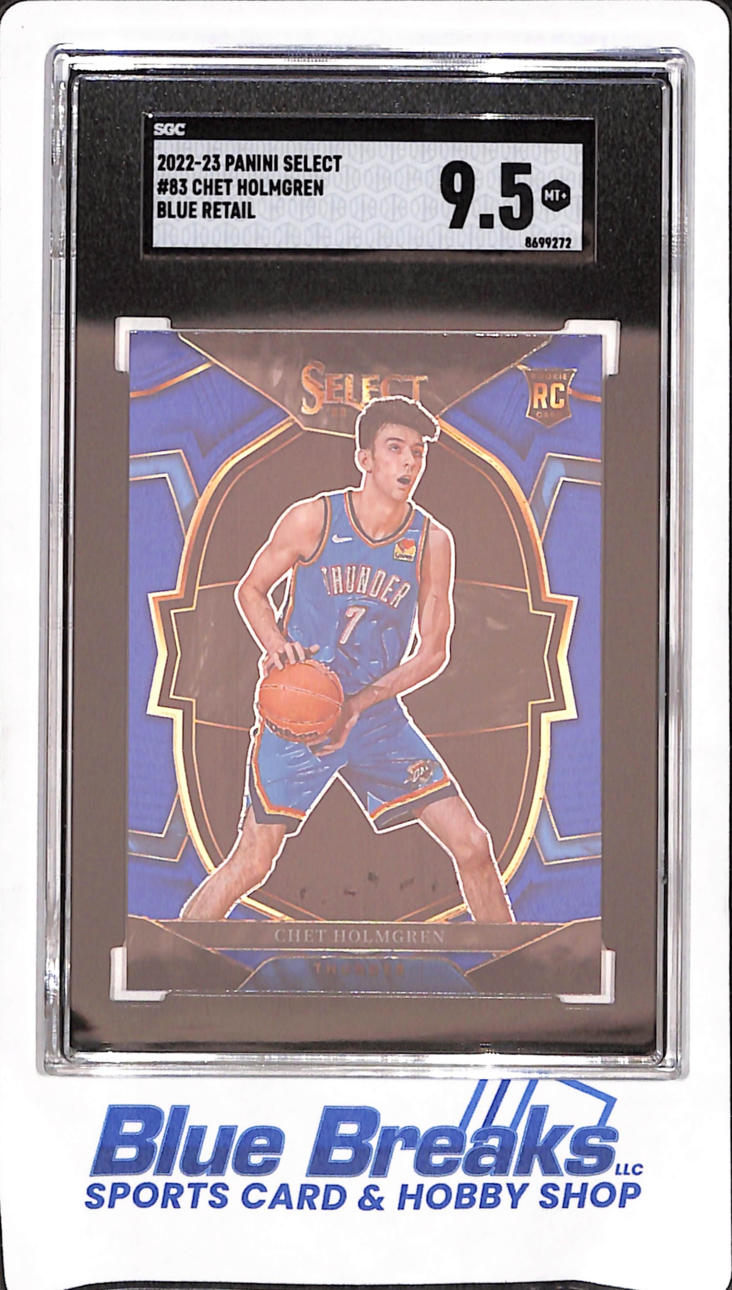 2022-23 Panini Select - Chet Holmgren - Blue Retail - RC - SGC 9.5 - Oklahoma City Thunder - Basketball - #83
