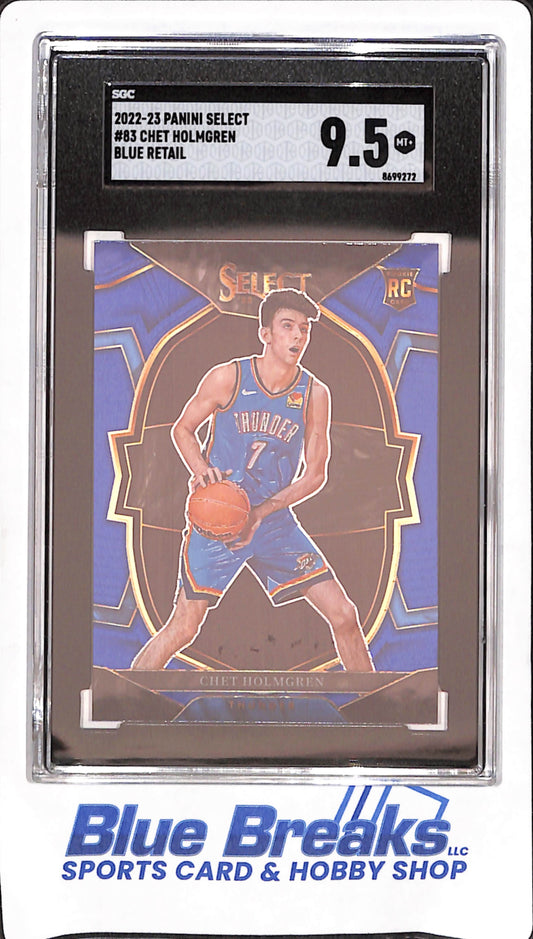 2022-23 Panini Select - Chet Holmgren - Blue Retail - RC - SGC 9.5 - Oklahoma City Thunder - Basketball - #83