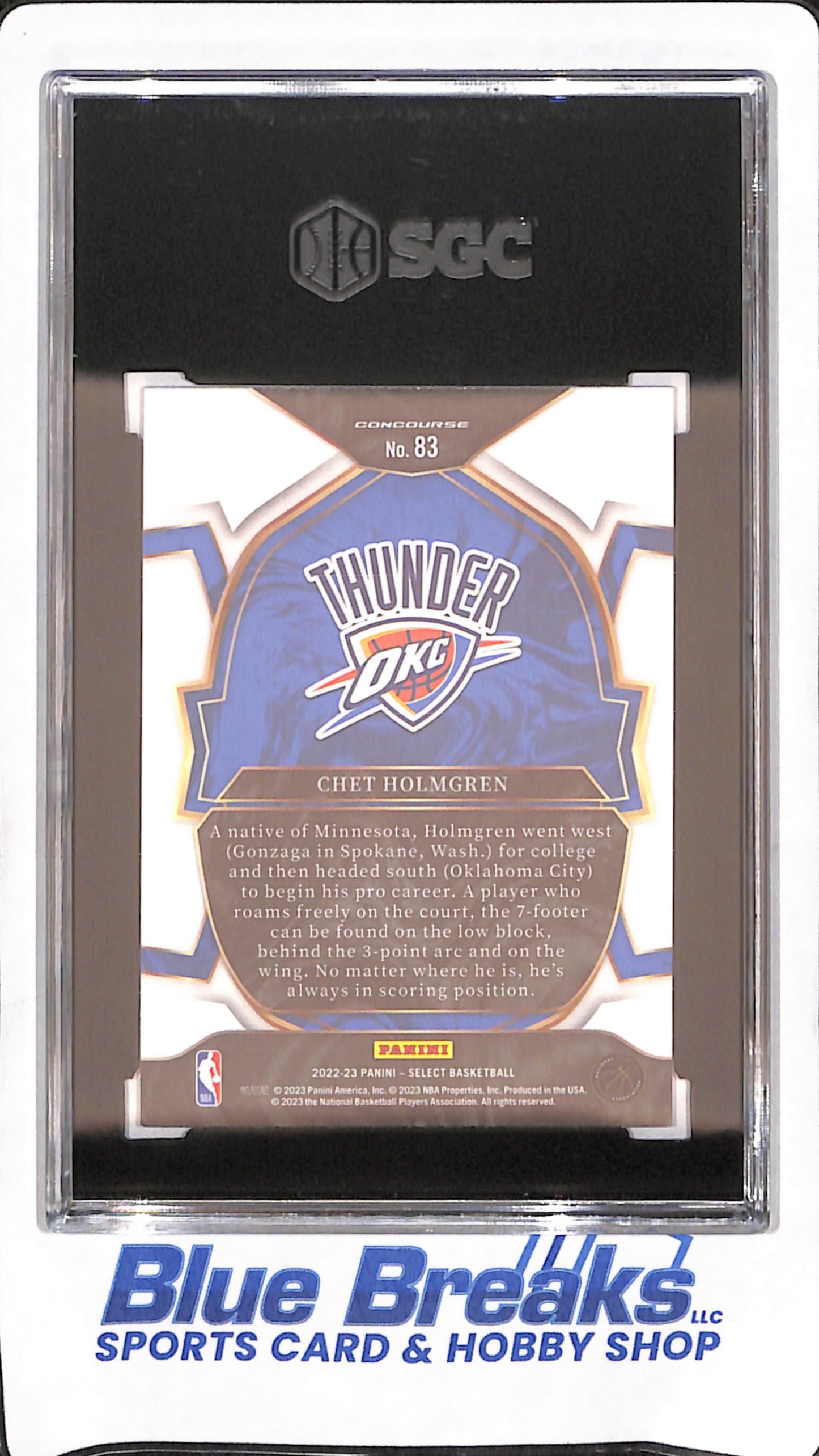 2022-23 Panini Select - Chet Holmgren - Blue Retail - RC - SGC 9.5 - Oklahoma City Thunder - Basketball - #83