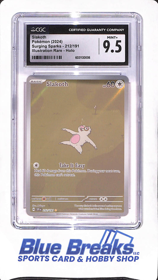 2024 Pokemon - Slakoth - Surging Sparks - Holo Illustration Rare - CGC Mint 9.5 - #212/191