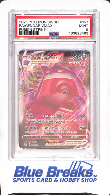 2021 Pokemon - Gengar - VMax Full Art - Sword & Shield - Fusion Strike - PSA Mint 9 - #157/264