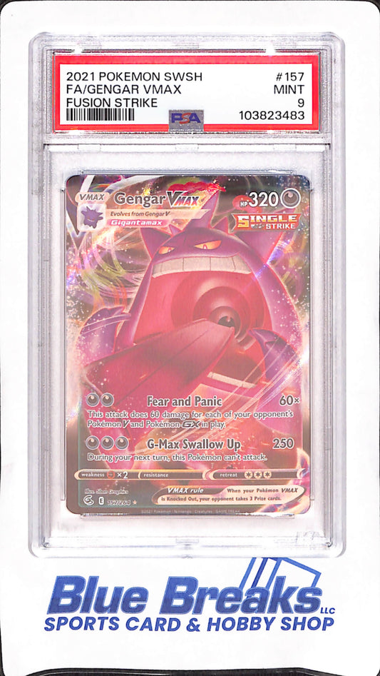 2021 Pokemon - Gengar - VMax Full Art - Sword & Shield - Fusion Strike - PSA Mint 9 - #157/264