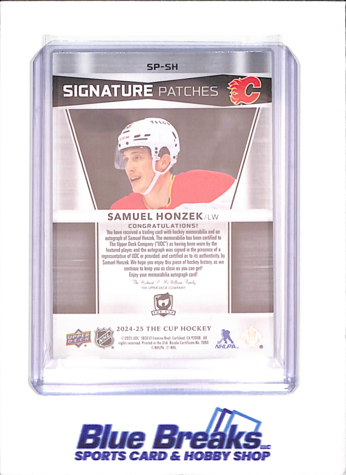 2024-25 The Cup - Samuel Honzek - Signature Patches - Autograph - 67/99 - Calgary Flames - Hockey - #SP-SH - drop