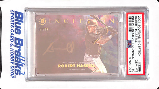 2021 Bowman Inception - Robert Hassell - Silver Signings Autograph - San Diego Padres - Baseball - 61/99 - PSA Gem Mint 10 - #ISSRH