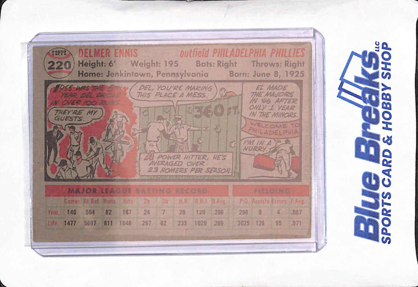 1956 Topps - Del Ennis - Philadelphia Phillies - Baseball - #220