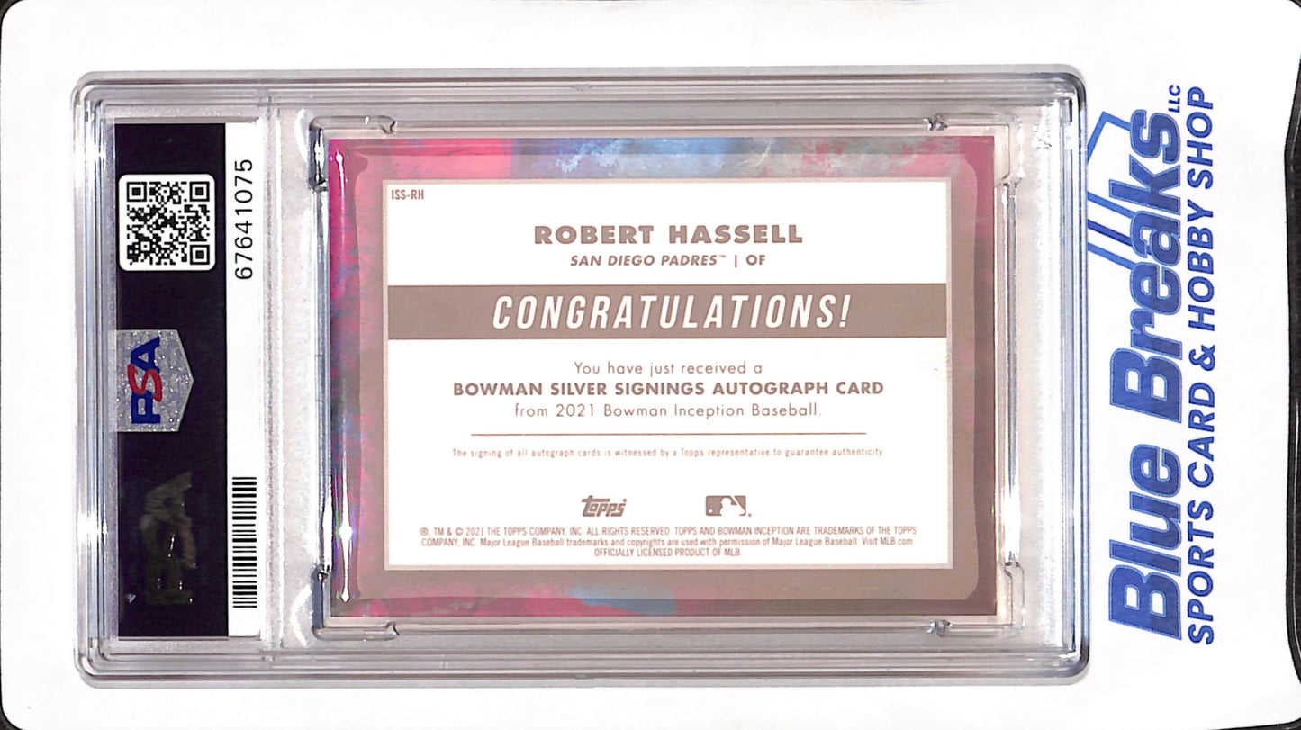 2021 Bowman Inception - Robert Hassell - Silver Signings Autograph - San Diego Padres - Baseball - 61/99 - PSA Gem Mint 10 - #ISSRH