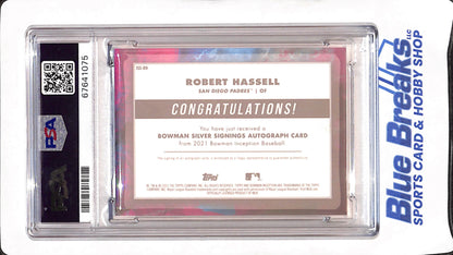 2021 Bowman Inception - Robert Hassell - Silver Signings Autograph - San Diego Padres - Baseball - 61/99 - PSA Gem Mint 10 - #ISSRH