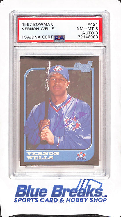 1997 Bowman - Vernon Well - Toronto Blue Jays - Baseball - PSA/DNA NM-MT 8/Auto 8 - #424