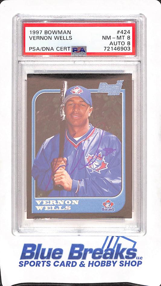 1997 Bowman - Vernon Well - Toronto Blue Jays - Baseball - PSA/DNA NM-MT 8/Auto 8 - #424