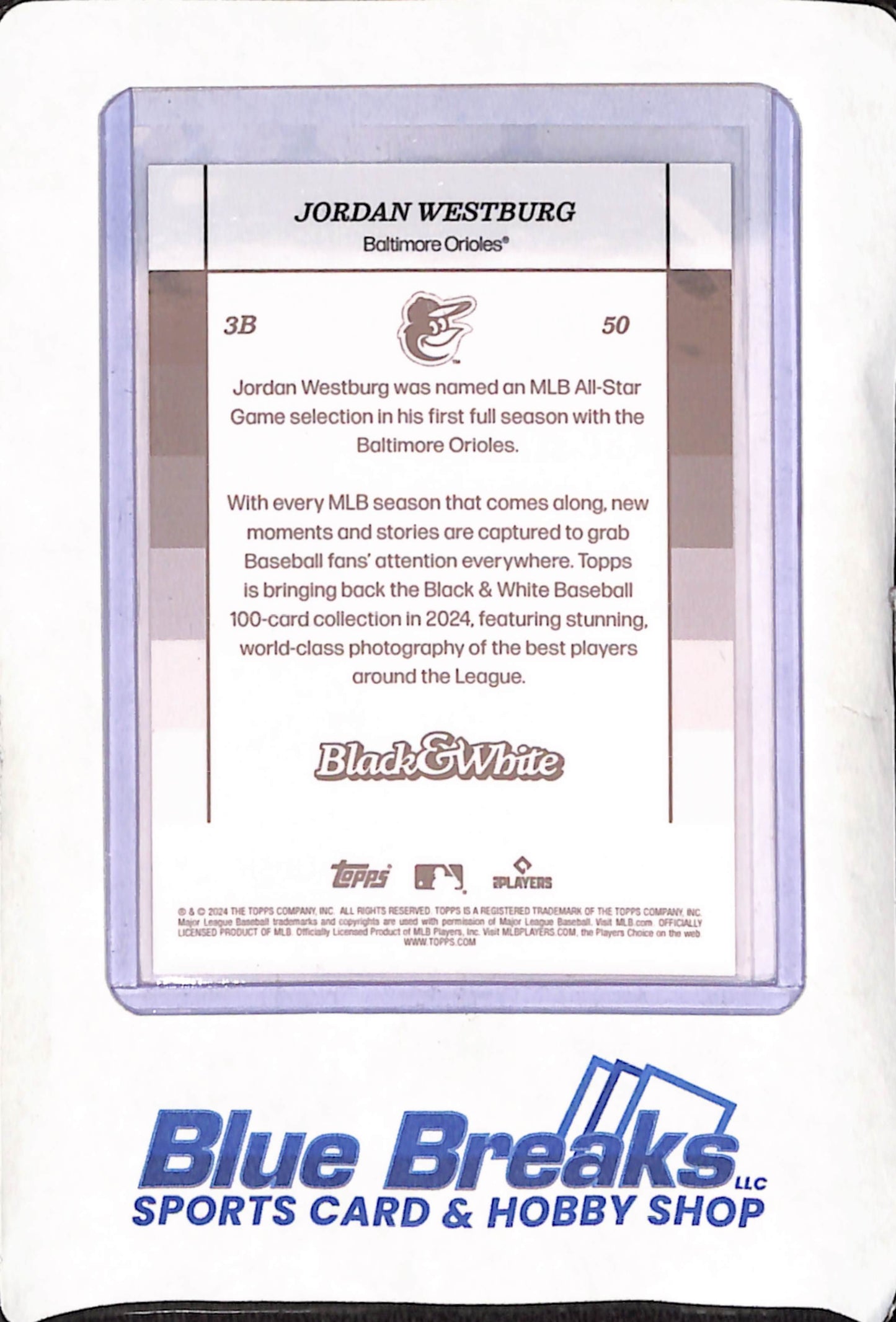 2024 Topps Black & White - Jordan Westburg - Yellow - RC - Baltimore Orioles - Baseball - 57/75 - #50