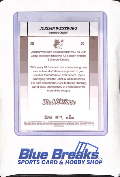 2024 Topps Black & White - Jordan Westburg - Yellow - RC - Baltimore Orioles - Baseball - 57/75 - #50
