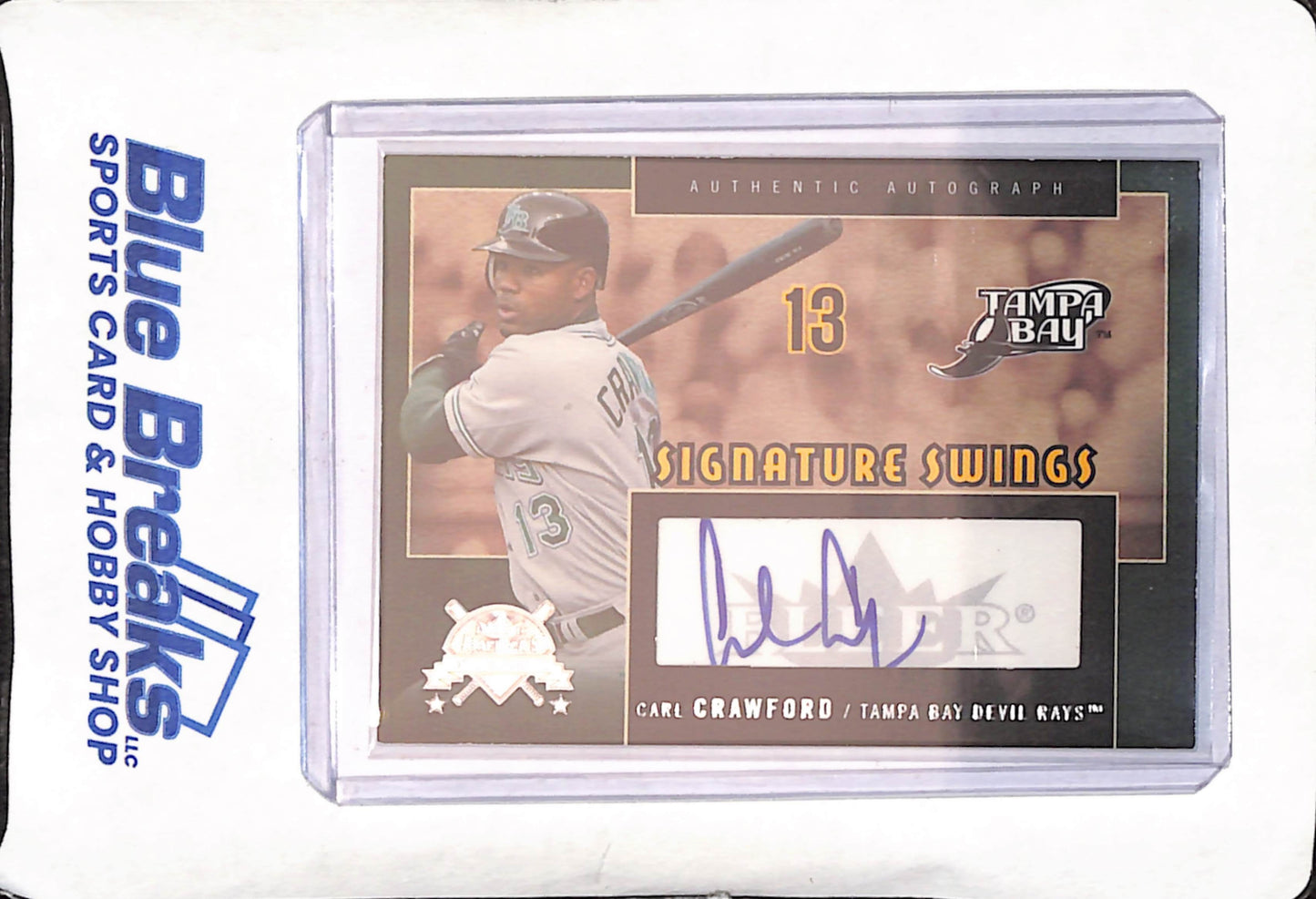 2005 Fleer National Pastime - Carl Crawford - Signature Swings - Autograph - Tampa Bay Rays - Baseball - #SS-CC
