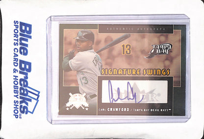 2005 Fleer National Pastime - Carl Crawford - Signature Swings - Autograph - Tampa Bay Rays - Baseball - #SS-CC