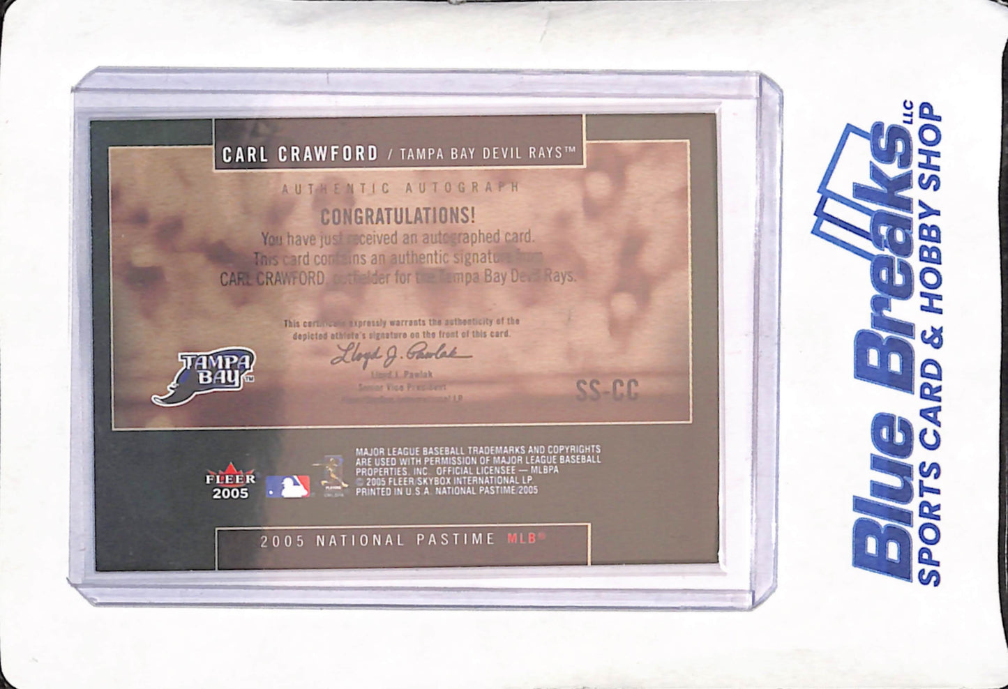 2005 Fleer National Pastime - Carl Crawford - Signature Swings - Autograph - Tampa Bay Rays - Baseball - #SS-CC