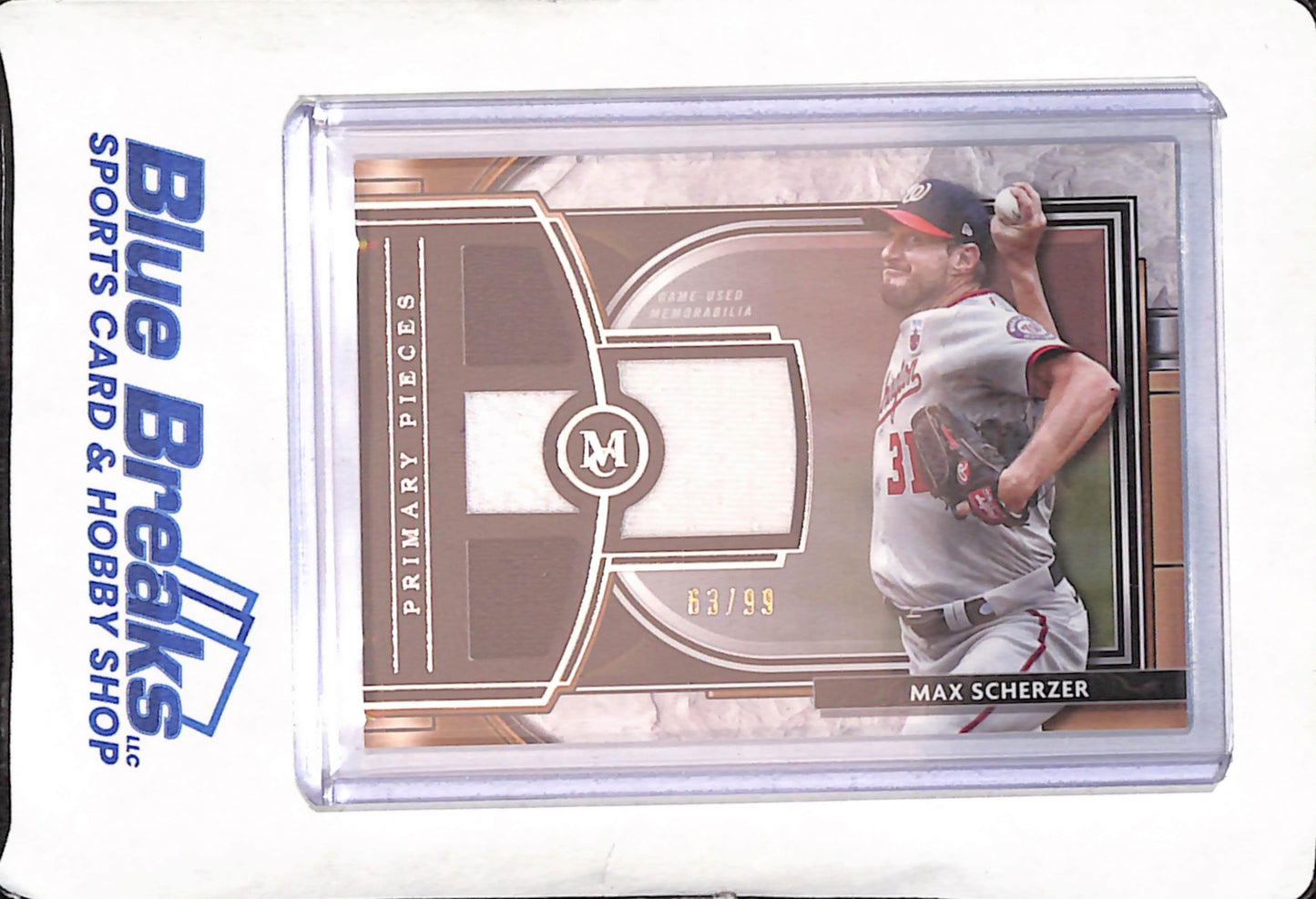 2021 Topps Museum Collection - Max Scherzer - Primary Pieces Quad Relic - Washington Nationals - Baseball - 63/99 - #SPQR-MSC