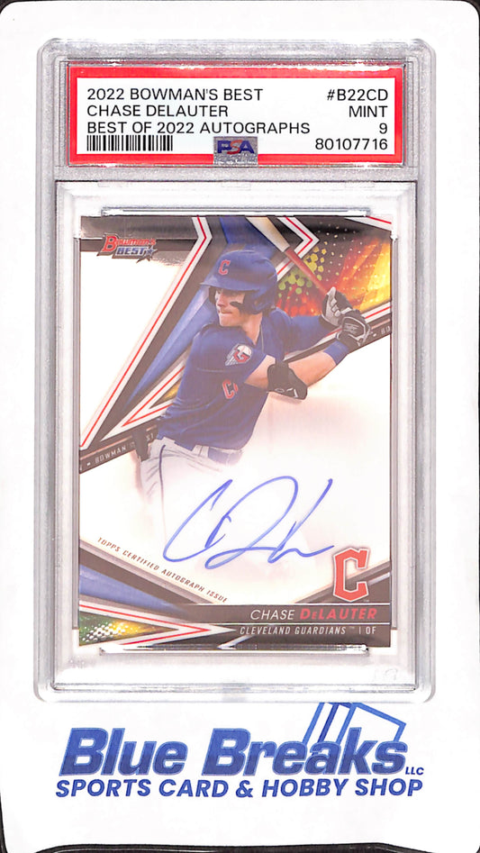 2022 Bowman's Best - Chase Delauter - Best of 2022 Autograph - PSA Mint 9 - Cleveland Guardians - Baseball - #B22CD
