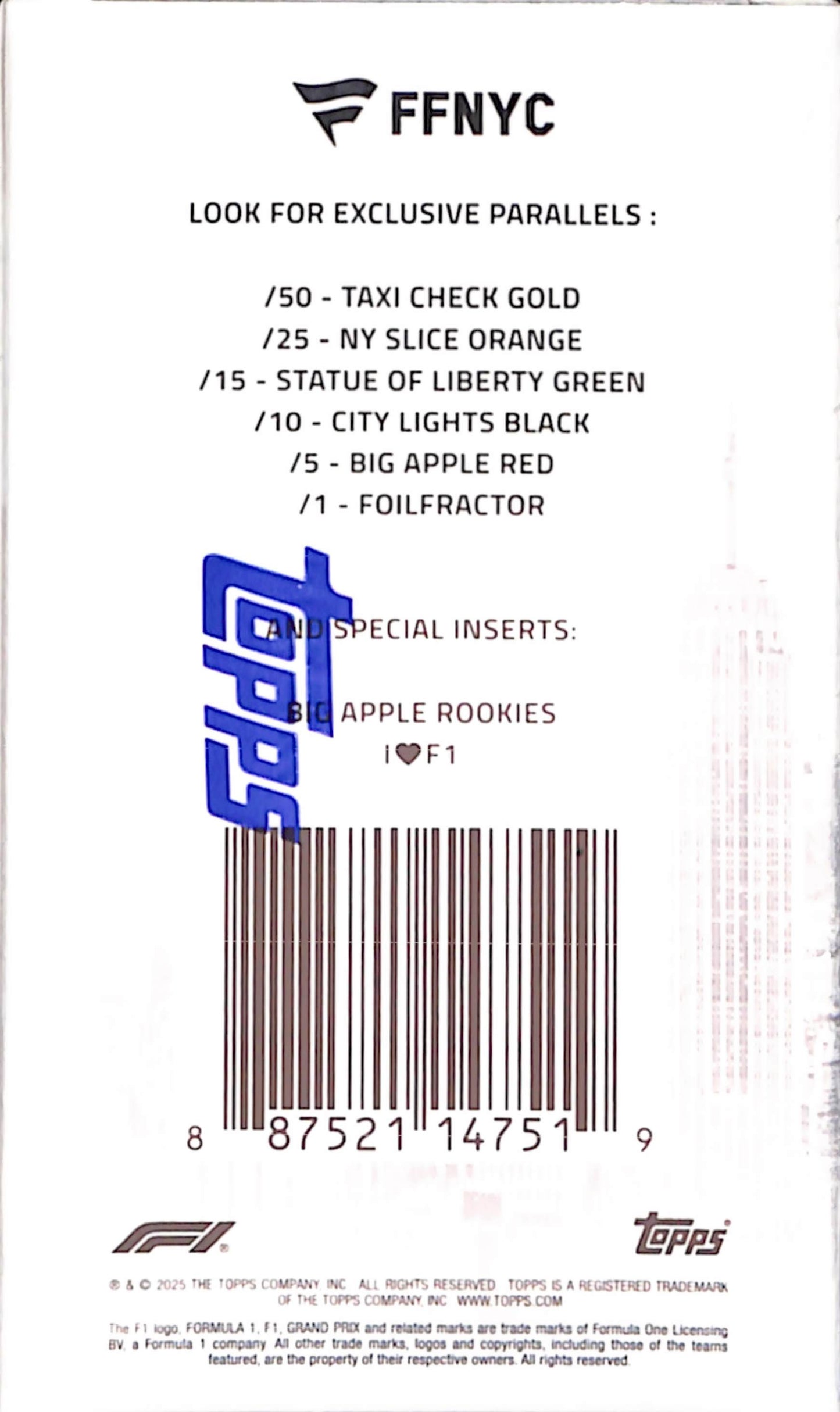 2025 Topps F1 FFNYC Fan Fest Exclusive - Sealed Wax