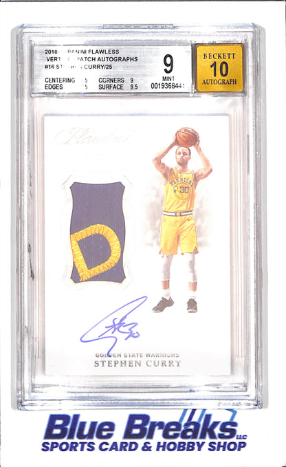 2018-19 Panini Flawless - Stephen Curry - Vertical Patch Autograph - 20/25 - Becket 9/Autograph 10 - #16