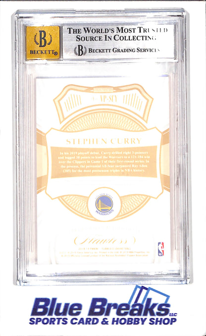 2018-19 Panini Flawless - Stephen Curry - Vertical Patch Autograph - 20/25 - Becket 9/Autograph 10 - #16