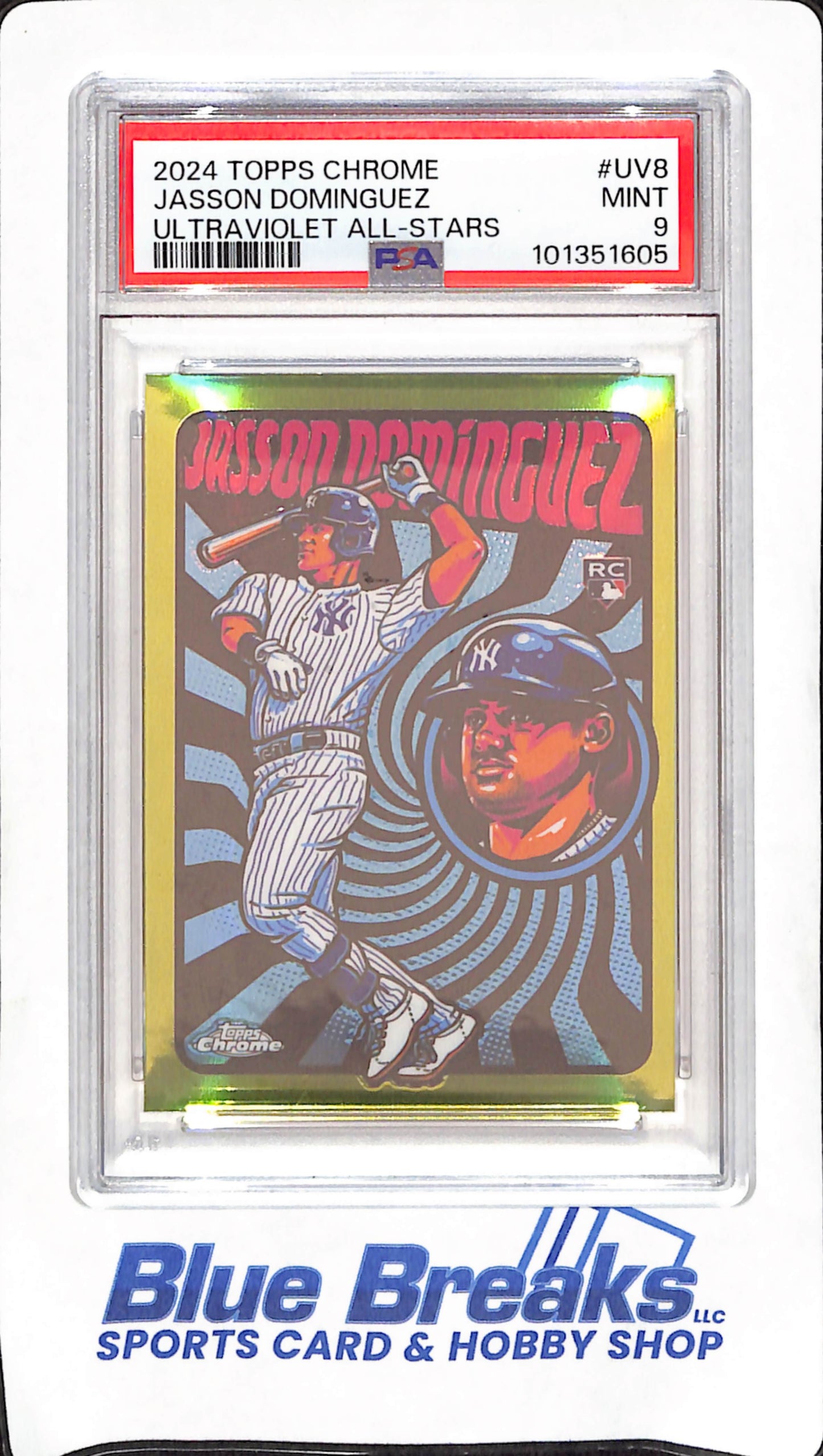 2024 Topps Chrome - Jasson Dominguez - Ultraviolet All-Stars - PSA Mint 9 - New York Yankees - Baseball - RC - #UV-8
