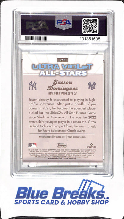 2024 Topps Chrome - Jasson Dominguez - Ultraviolet All-Stars - PSA Mint 9 - New York Yankees - Baseball - RC - #UV-8