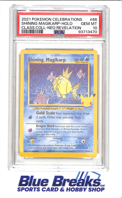 2021 Pokemon Celebrations - Shining Magikarp - Holo - Classic Collection Neo Revelation - PSA 10 - 66/64 - drop