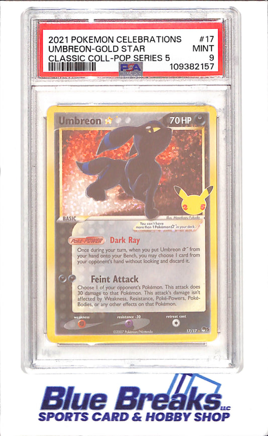 2021 Pokemon - Umbreon - Gold Star - Celebrations Classic Collection - Pop Series 5 - PSA 9 - 17/17 - stop