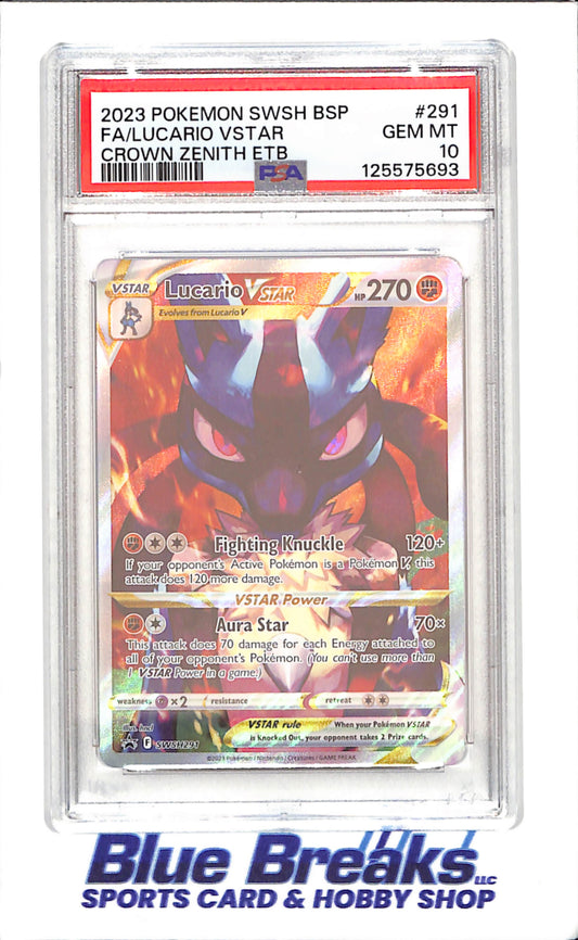 2023 Pokemon - Lucario VSTAR - Full Art - Crown Zenith Elite Trainer Box Promo - PSA 10 - SWSH291