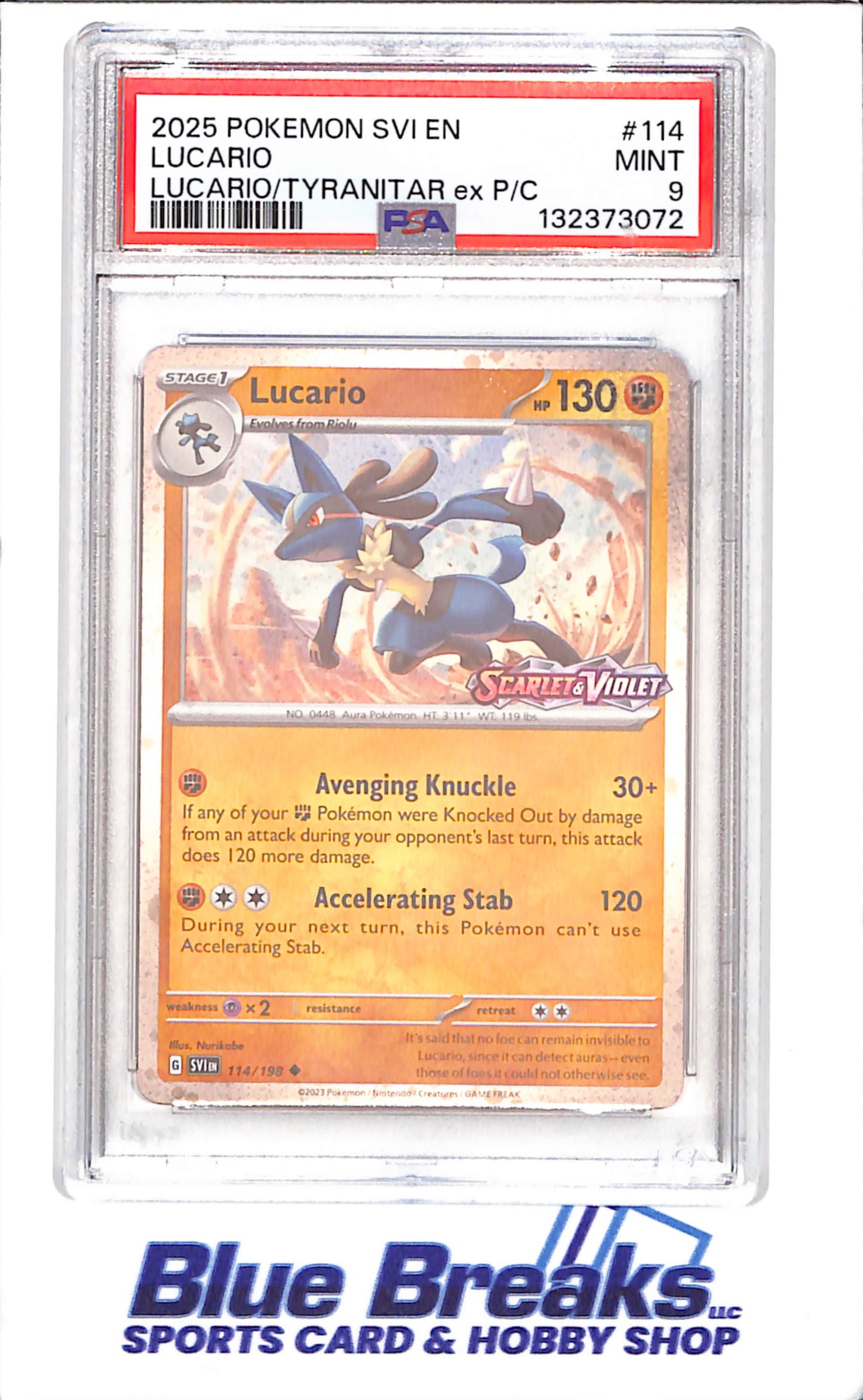 2025 Pokemon - Lucario - Lucario/Tyranitar ex P/C - PSA 9 - 114/198 - drop