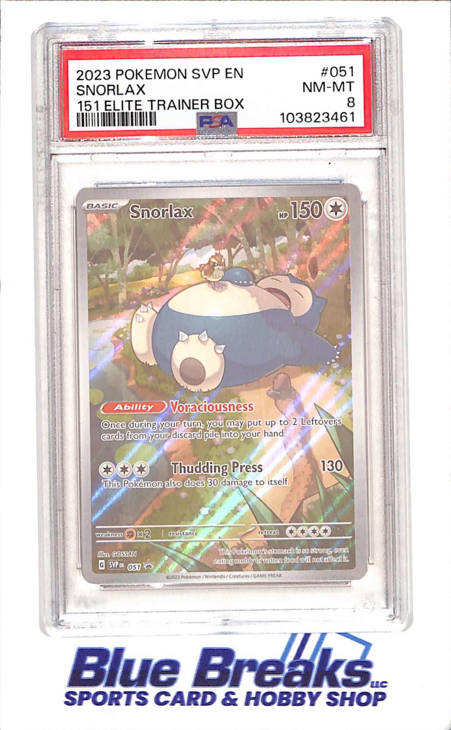 2023 Pokemon - Snorlax - 151 ETB Promo - PSA 8 - 051 - drop