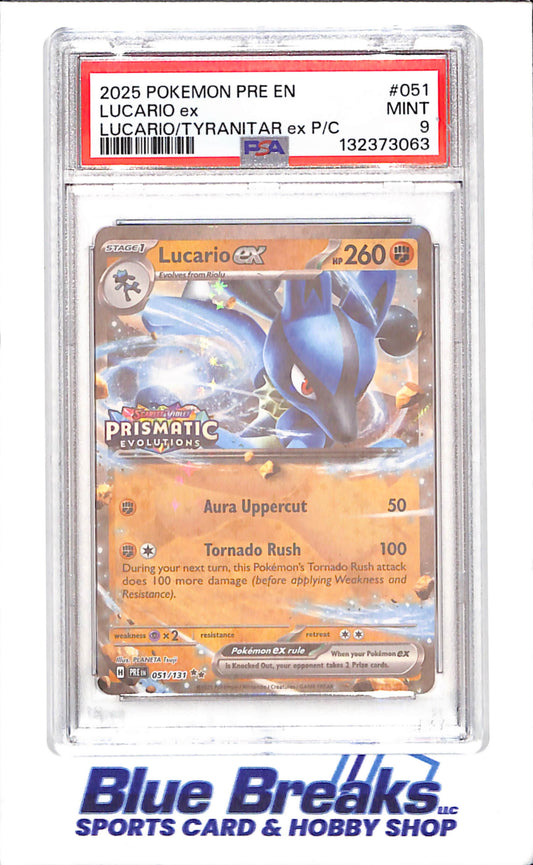 2025 Pokemon - Lucario ex - Lucario/Tyranitar ex P/C - Prismatic Evolutions - PSA 9 - 051/131