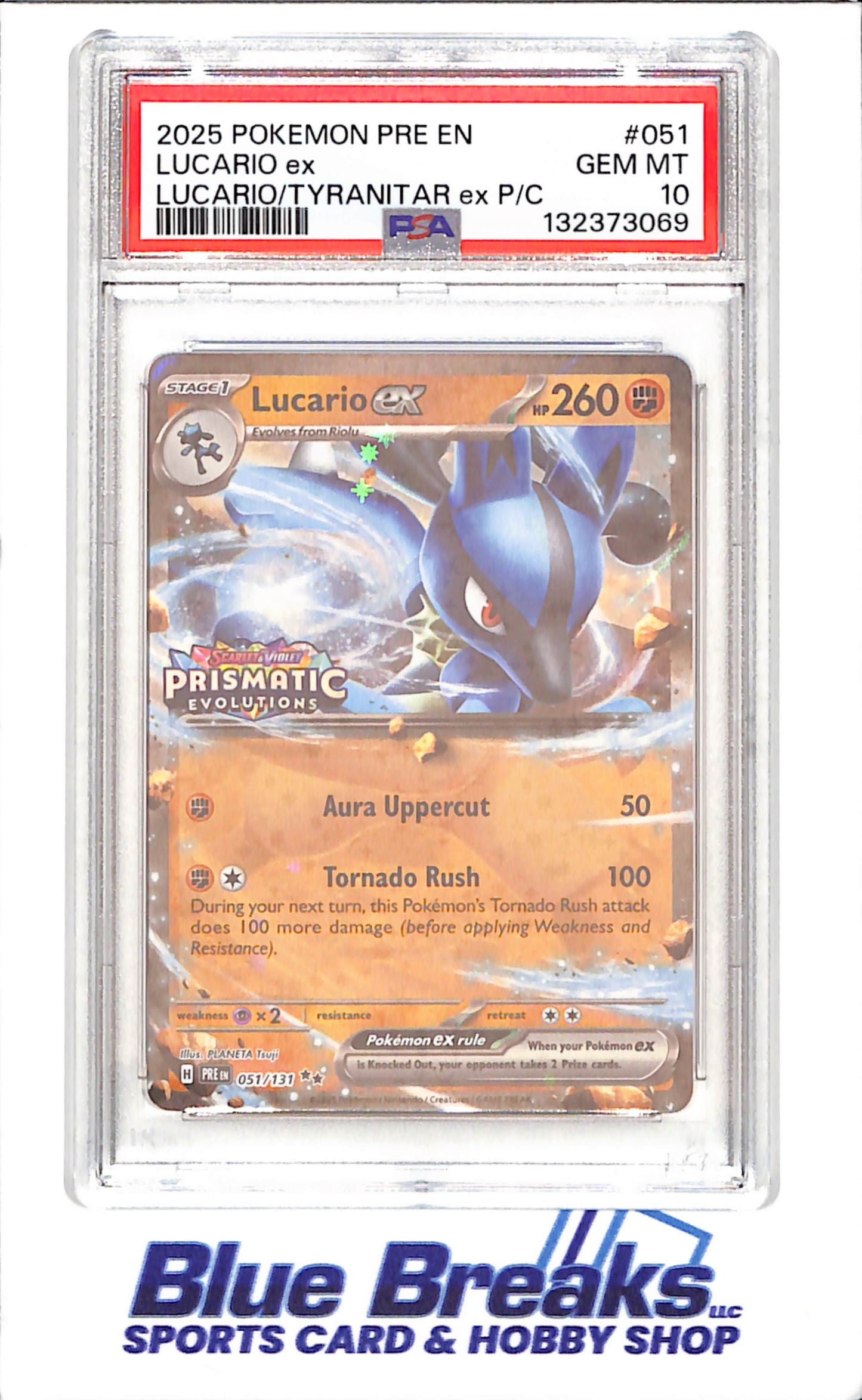 2025 Pokemon - Lucario ex - Lucario/Tyranitar ex P/C - PSA 10 - 51/131 - drop