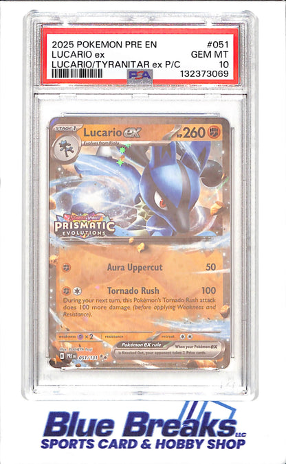 2025 Pokemon - Lucario ex - Lucario/Tyranitar ex P/C - PSA 10 - 51/131 - drop