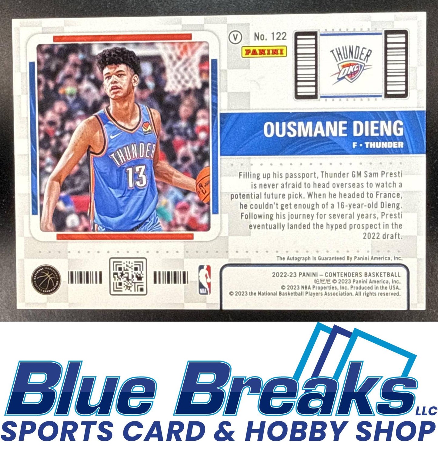 2022 Panini Contenders Ousmane Dieng #122 Playoff Ticket 53/99 Auto RC Oklahoma City Thunder
