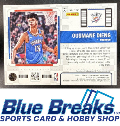 2022 Panini Contenders Ousmane Dieng #122 Playoff Ticket 53/99 Auto RC Oklahoma City Thunder