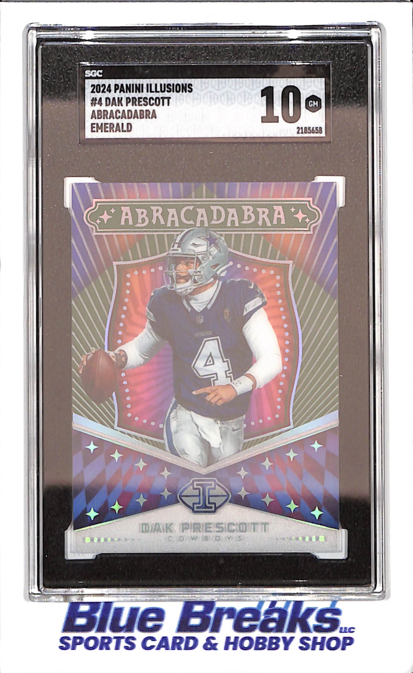 2024 Panini Illusions - Dak Prescott - Abracadabra - Emerald - SGC 10 - Dallas Cowboys - Football - #4 - drop