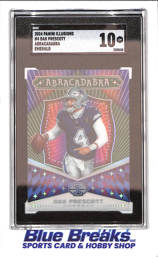 2024 Panini Illusions - Dak Prescott - Abracadabra - Emerald - SGC 10 - Dallas Cowboys - Football - #4
