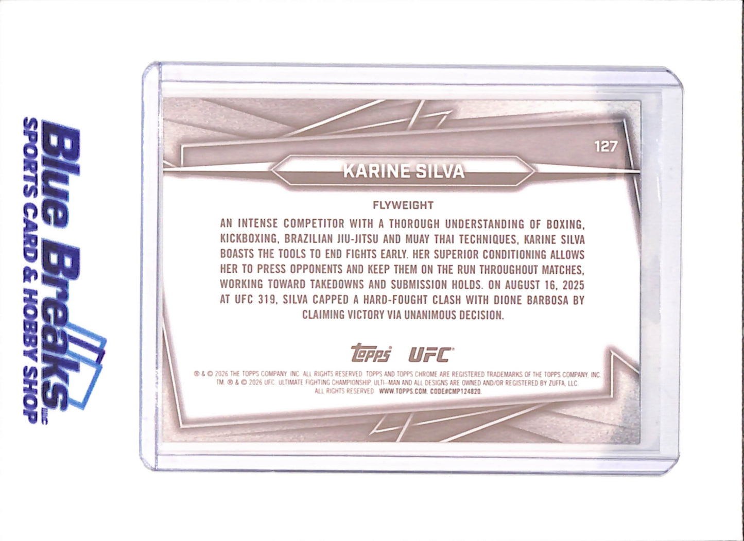 2026 Topps Chrome Sapphire - Karine Silva - 20/50 - UFC - #127 - drop