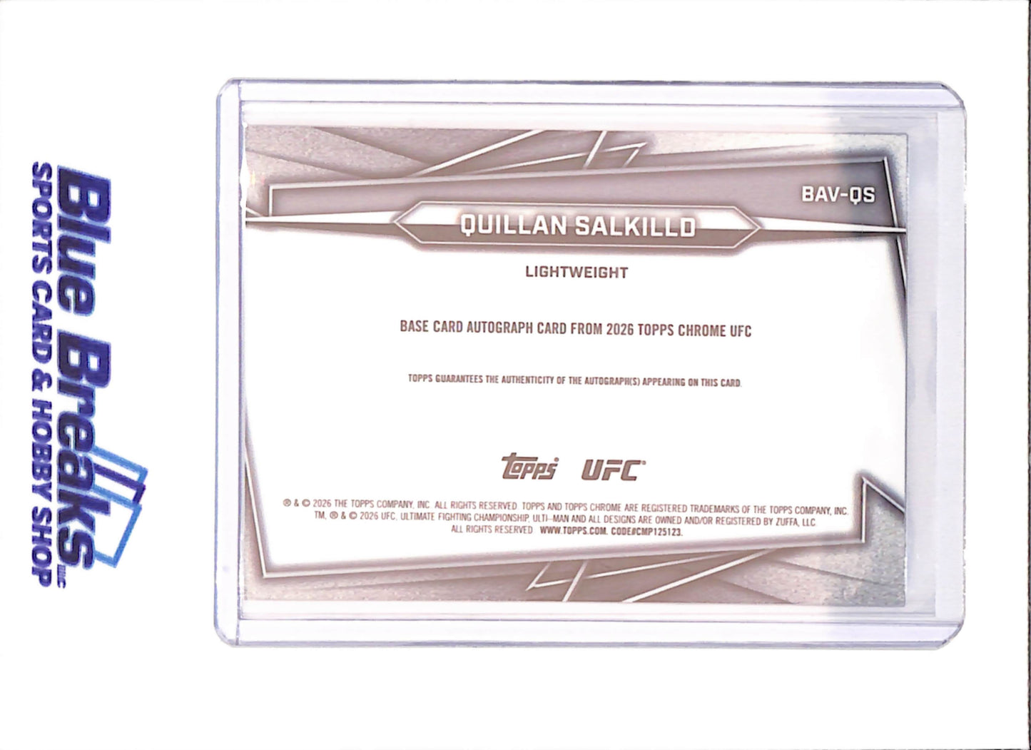 2026 Topps Chrome - Quillan Salkilld - Autograph - UFC - #BAV-QS - drop