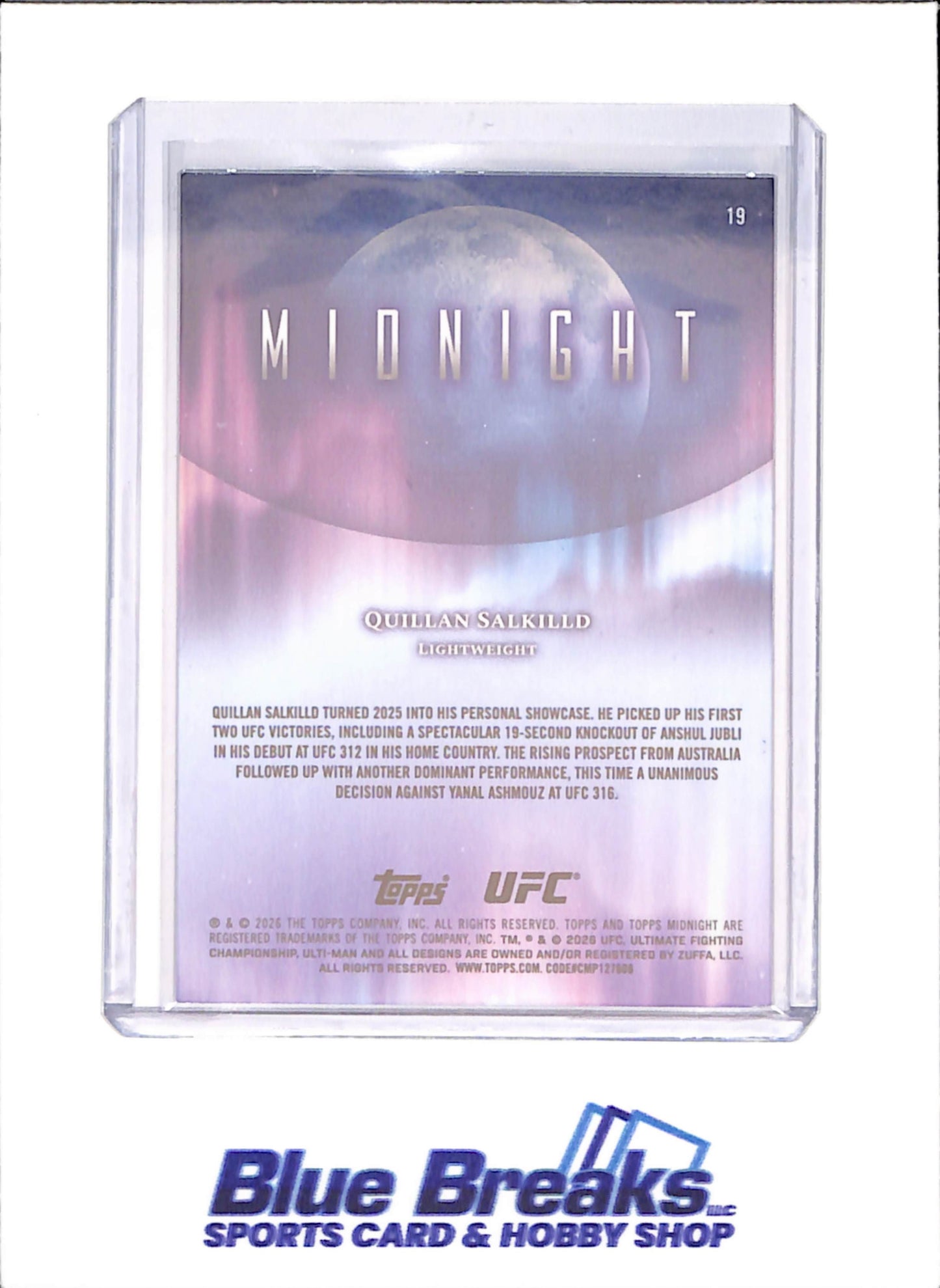 2026 Topps Midnight - Quillan Salkilld  - Twilight - 22/99 - RC - UFC - #19 - drop