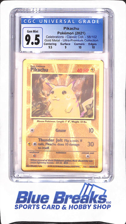 2021 Pokemon - Pikachu - Fold Metal - Celebrations Classic Collection - CGC Gem Mint 9.5 - #58/102
