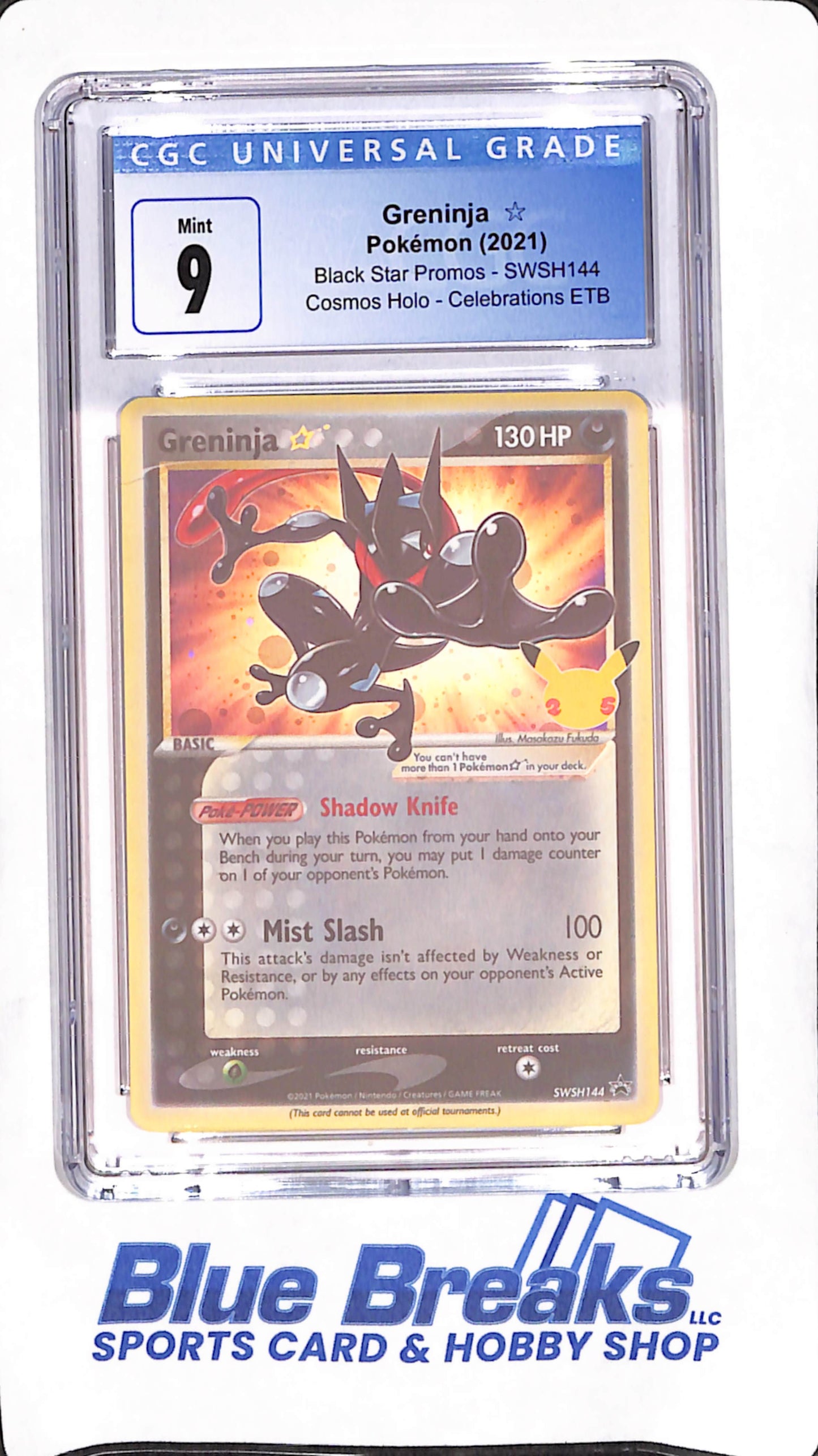 2021 Pokemon - Greninja - Black Star Promos - Cosmos Holo - Celebrations - CGC Mint 9 - #SWSH144