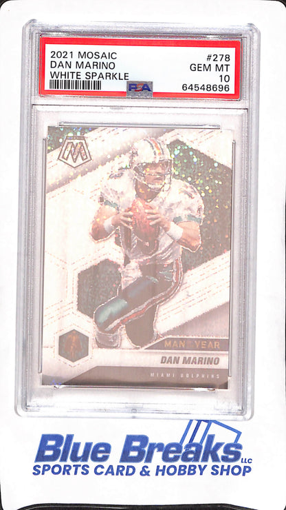 2021 Panini Mosaic - Dan Marino - White Sparkle Man of the Year - Miami Dolphins - Football - PSA Gem Mint 10 - #278