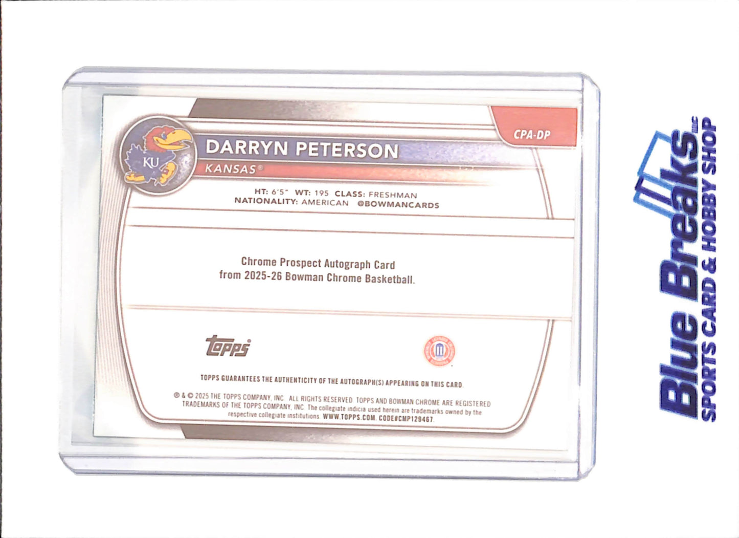 2025 Bowman U Chrome - Darryn Peterson - 1st Bowman Autograph - Green Geometric - 92/99 - Kansas - Basketball - #CPA-DP - drop