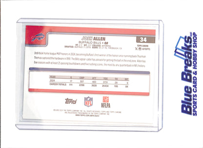 2025 Topps Chrome Sapphire - Josh Allen - 30/50 - Buffalo Bills - Football - #34 - drop