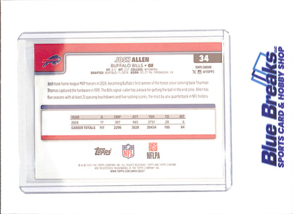 2025 Topps Chrome Sapphire - Josh Allen - 8/50 - Buffalo Bills - Football - #34 - drop