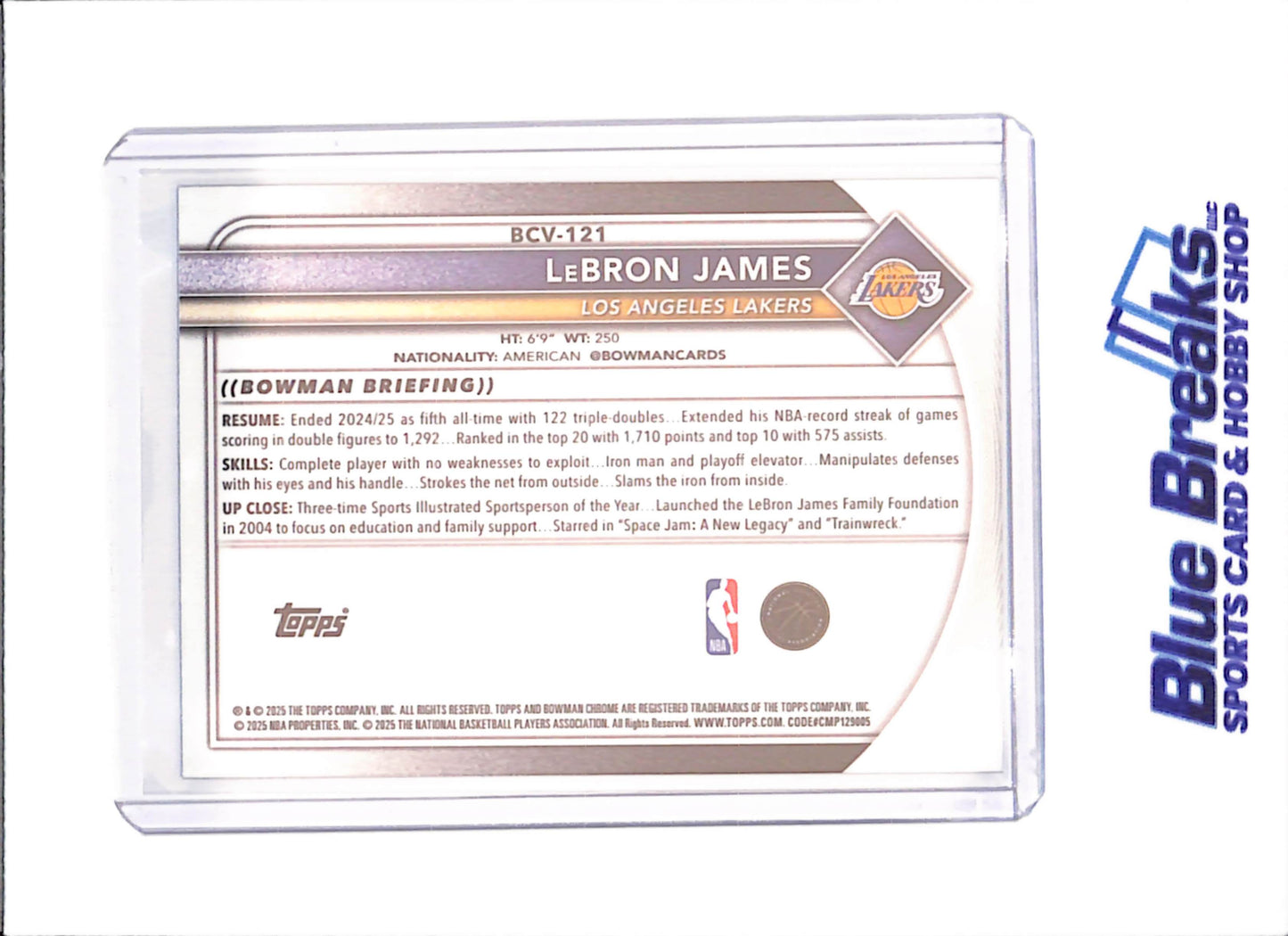 2025 Bowman Chrome Sapphire - Lebron James - Los Angeles Lakers - Basketball - #BCV-121 - drop