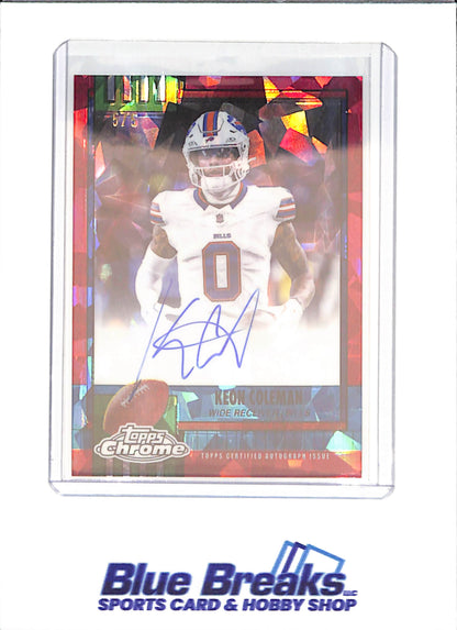 2025 Topps Chrome Sapphire - Keon Coleman - 1990 Topps Autograph - 5/5 - Buffalo Bills - Football - #1990-KC - drop